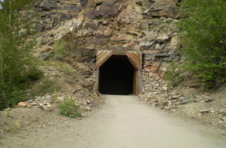 Kettle Valley Railway Myra Canyon tunnel after trestle 11, 2010-08.